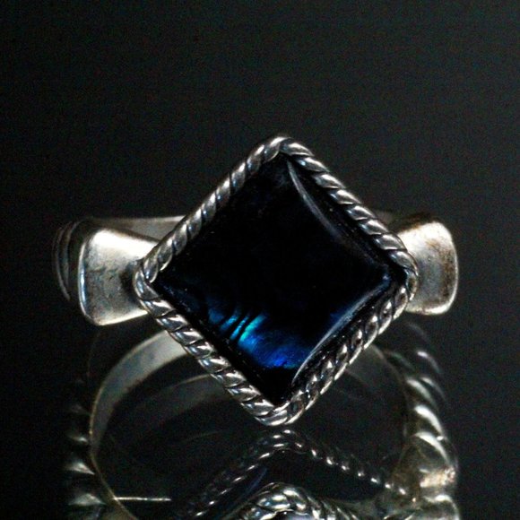 Sterling Silver Carolyn Pollack Relios Southwest Abalone Triangular Ring - Picture 1 of 5